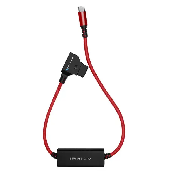 Kondor Blue - 16'' D-Tap to USB-C Power Delivery Cable for Mirrorless Cameras & Laptops Cardinal Red