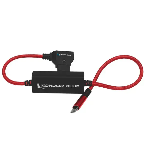 Kondor Blue - 16'' D-Tap to USB-C Power Delivery Cable for Mirrorless Cameras & Laptops Cardinal Red