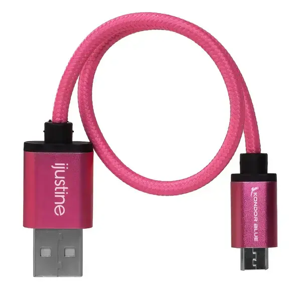 Kondor Blue iJustine Pink USB A to Micro USB Fast Charging Data Cable