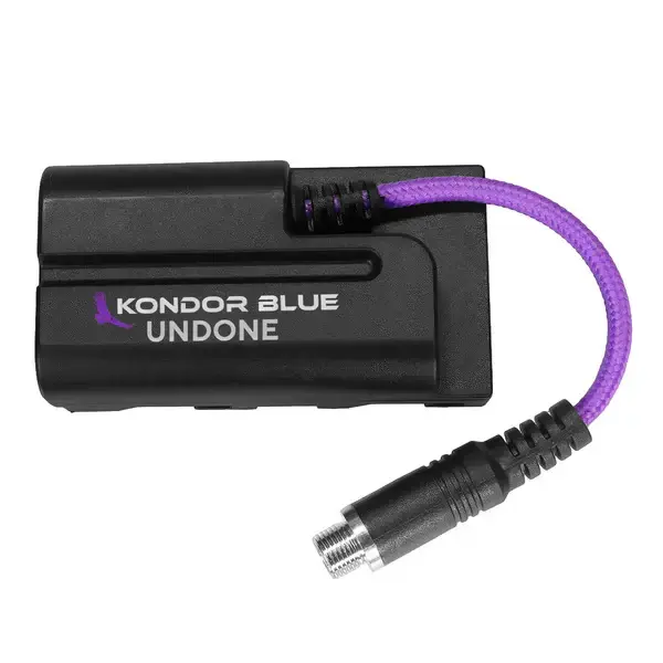 Kondor Blue - Gerald Undone Dummy Battery Power Cables 4'' Female Locking DC Barrel 2.1 to NPF L Series Dummy Battery