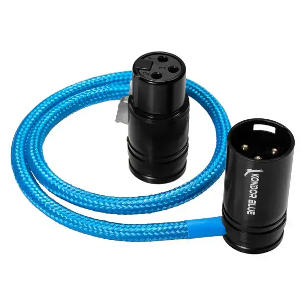 Kondor Blue 16” Straight Low Profile Right Angle XLR Cable